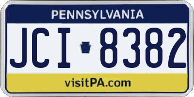 PA license plate JCI8382