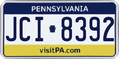 PA license plate JCI8392