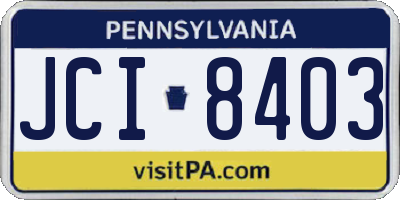 PA license plate JCI8403