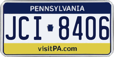 PA license plate JCI8406