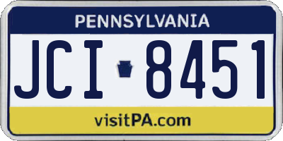 PA license plate JCI8451