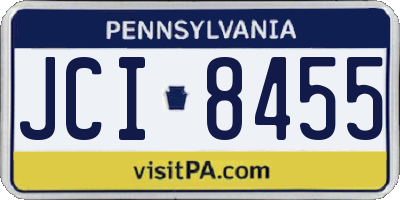 PA license plate JCI8455