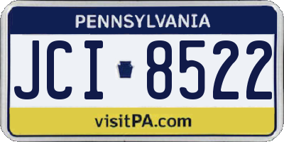 PA license plate JCI8522