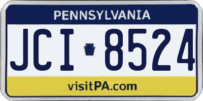 PA license plate JCI8524