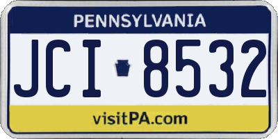 PA license plate JCI8532