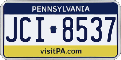 PA license plate JCI8537