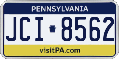 PA license plate JCI8562