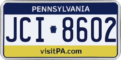 PA license plate JCI8602