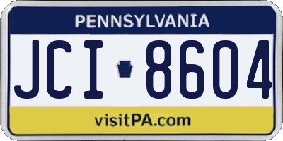 PA license plate JCI8604