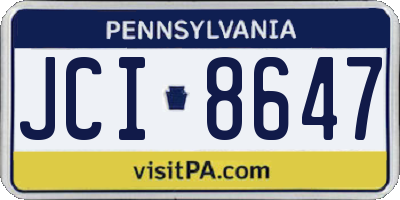 PA license plate JCI8647