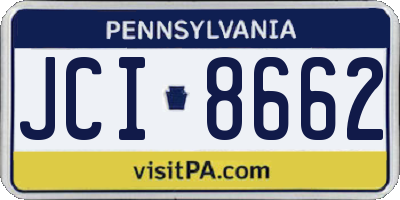 PA license plate JCI8662