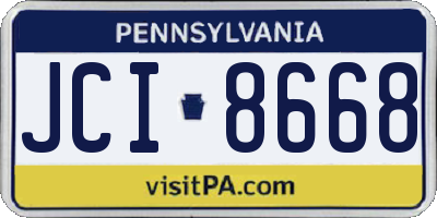 PA license plate JCI8668
