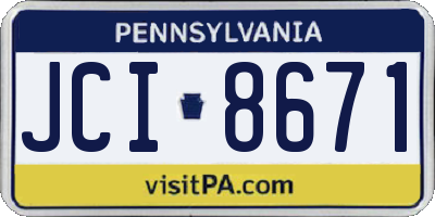 PA license plate JCI8671