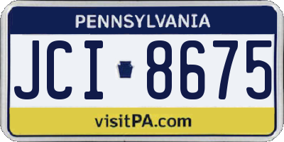 PA license plate JCI8675