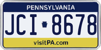 PA license plate JCI8678