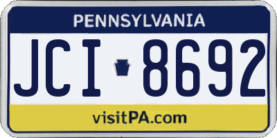 PA license plate JCI8692
