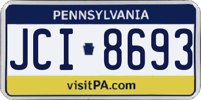 PA license plate JCI8693