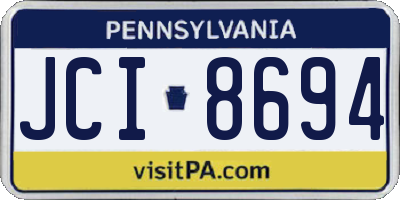 PA license plate JCI8694