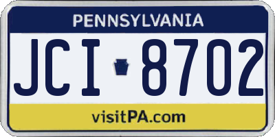 PA license plate JCI8702
