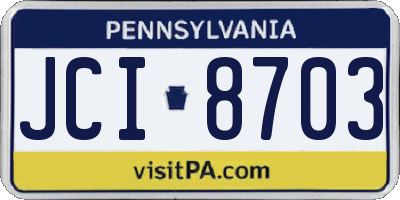 PA license plate JCI8703