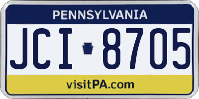 PA license plate JCI8705