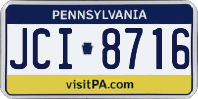 PA license plate JCI8716