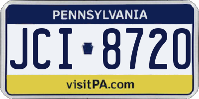 PA license plate JCI8720