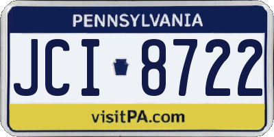 PA license plate JCI8722