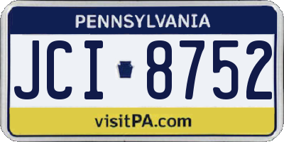 PA license plate JCI8752