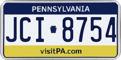 PA license plate JCI8754