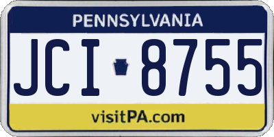 PA license plate JCI8755