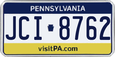 PA license plate JCI8762