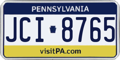 PA license plate JCI8765