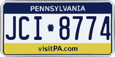 PA license plate JCI8774