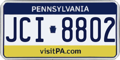 PA license plate JCI8802