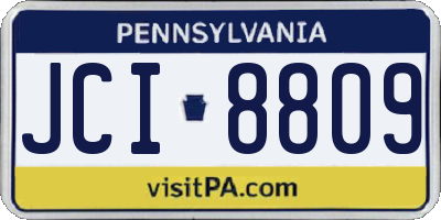 PA license plate JCI8809