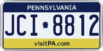 PA license plate JCI8812