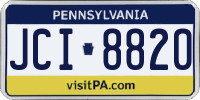 PA license plate JCI8820