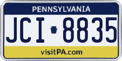 PA license plate JCI8835