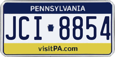 PA license plate JCI8854
