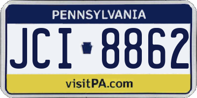 PA license plate JCI8862