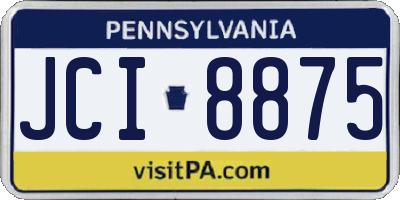 PA license plate JCI8875