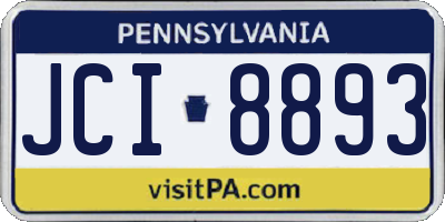 PA license plate JCI8893