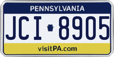 PA license plate JCI8905