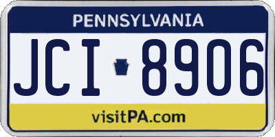 PA license plate JCI8906