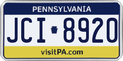 PA license plate JCI8920