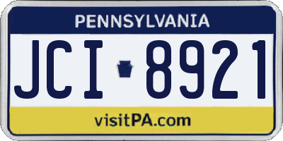 PA license plate JCI8921
