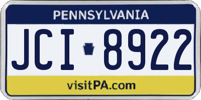 PA license plate JCI8922