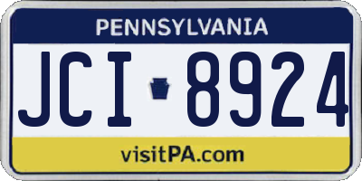 PA license plate JCI8924