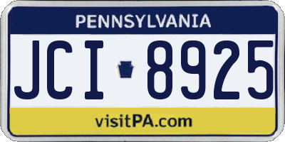 PA license plate JCI8925